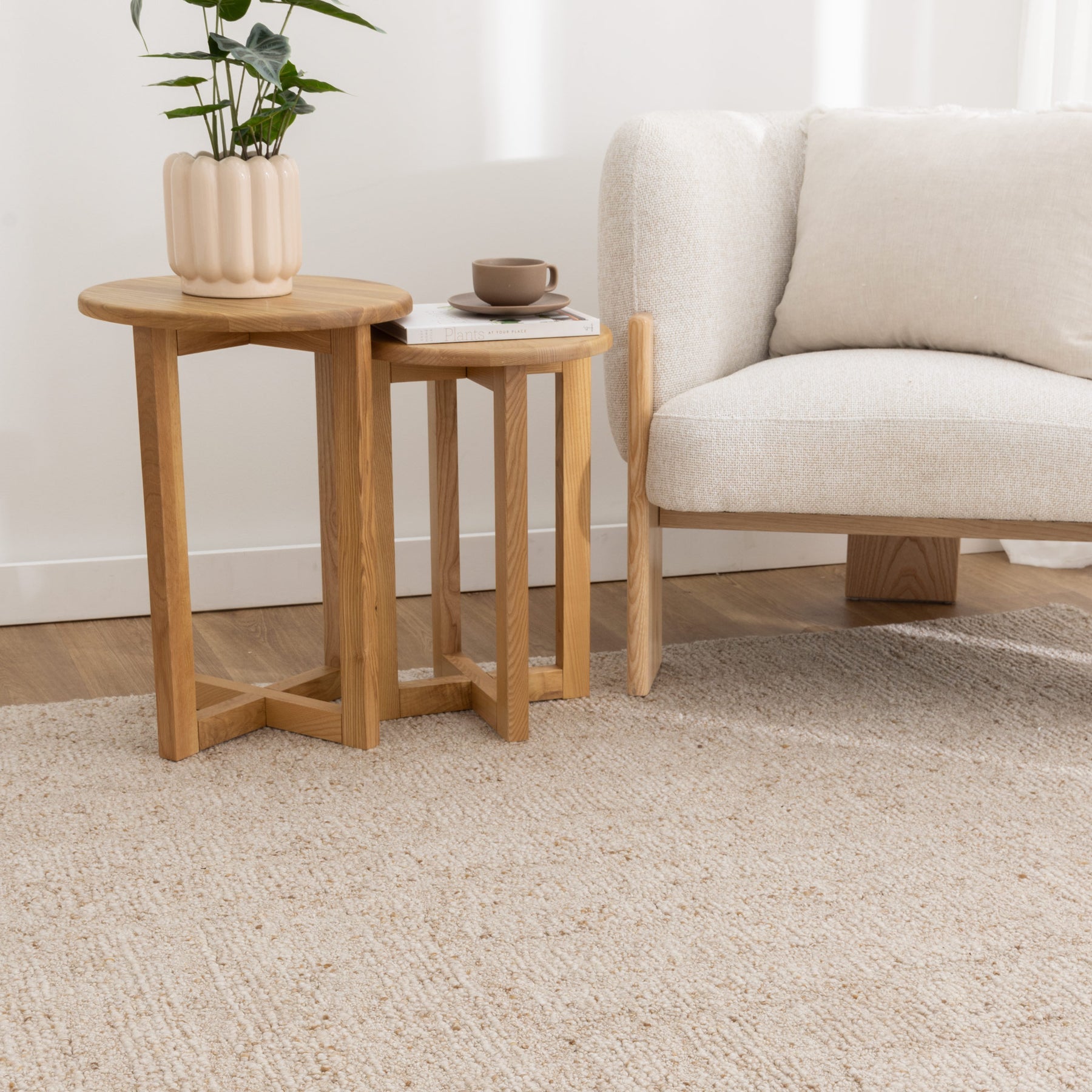 Seren Wool Textured Rug – Chunky Beige Wool Rug for Neutral Interiors ...
