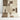 Geometric patterned rug with brown and beige squares on a white background
