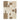 Rectangular rug with a geometric pattern of brown and beige squares on a white background