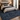 A large traditional-style area rug in deep blue and navy tones with an ornate distressed pattern, shown in a styled bedroom setting